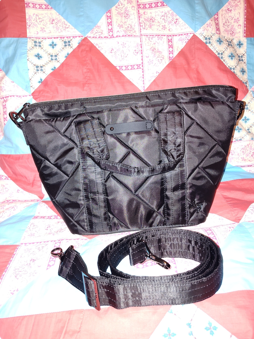 Lug Dory - Black Quilted Tote with Detachable Strap
